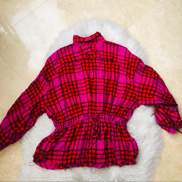 HP🎉FreePeople We the Free Red Combo Pink Pacific Plaid Flannel Top - Picture 9 of 10